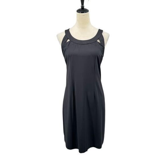 Lulu B Black Stretch Knit Sleeveless Strappy Cut Out Back Mini Shift Dress - Picture 1 of 12